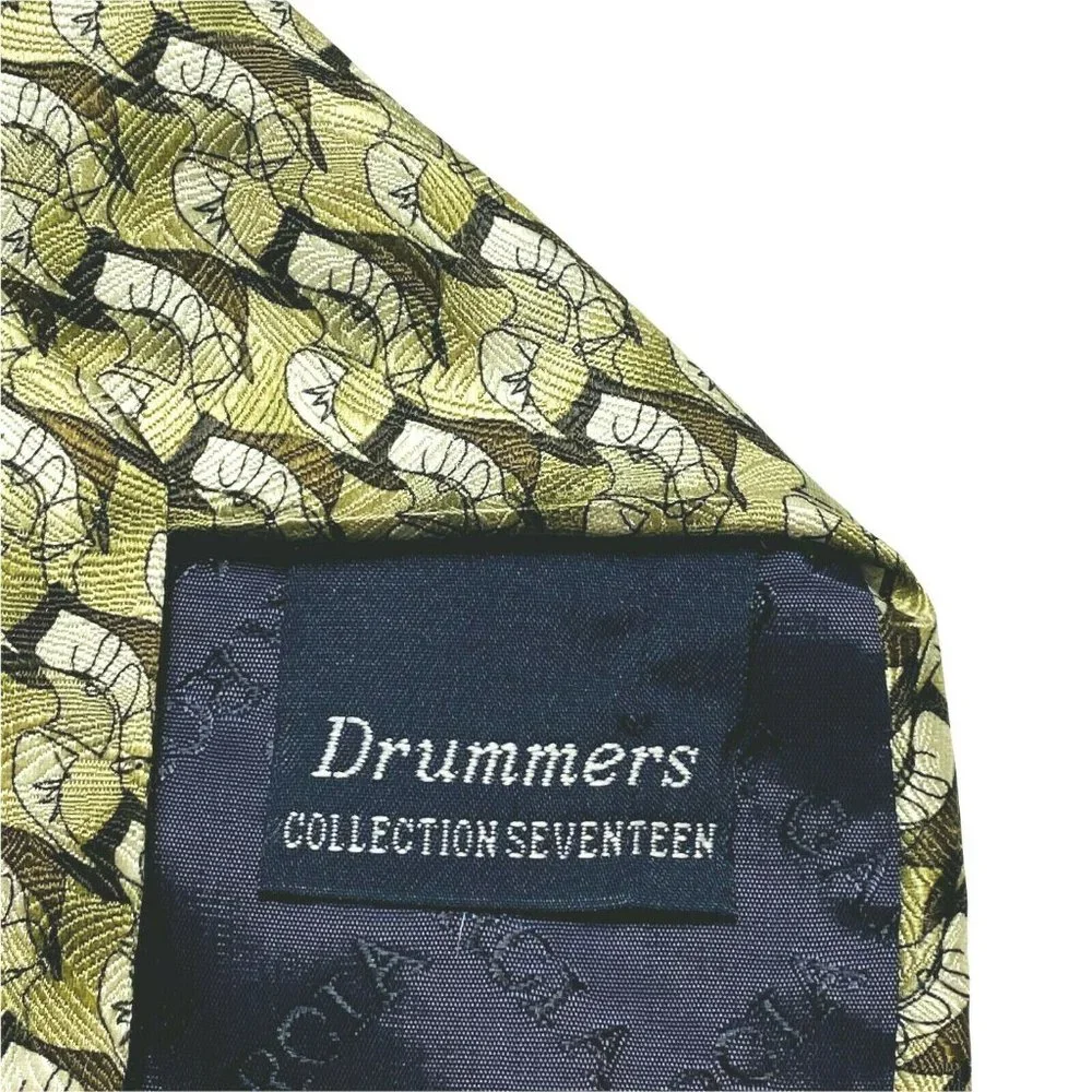 Vintage Jerry J. Garcia Tan Brown Abstract Mens Silk‎ Tie Drummers Collection 17